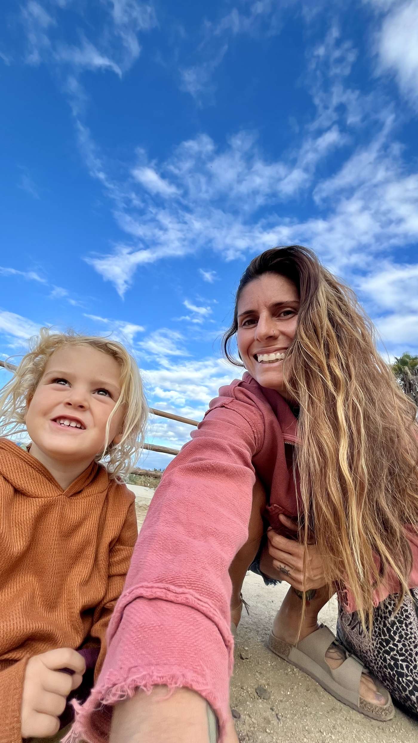 Mom and son at the beach in Mexico